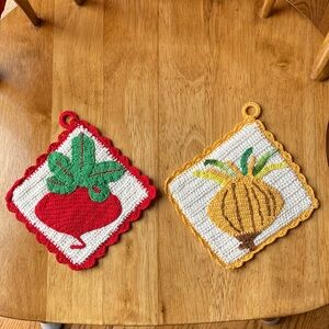 Handmade Crochet Vegetable Pot Holders